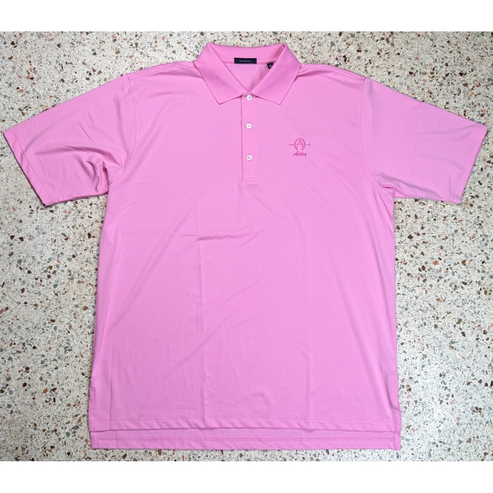 Turtleson Adios‎ Embroidered Men's Pink Short Sleeve Golf Polo Shirt Size XL